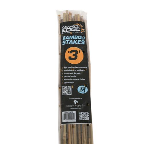 Grower's Edge® Natural Bamboo Stakes - Grower's Edge Natural Bamboo 3 ft - 25/Bag (20 Bags/Bundle)