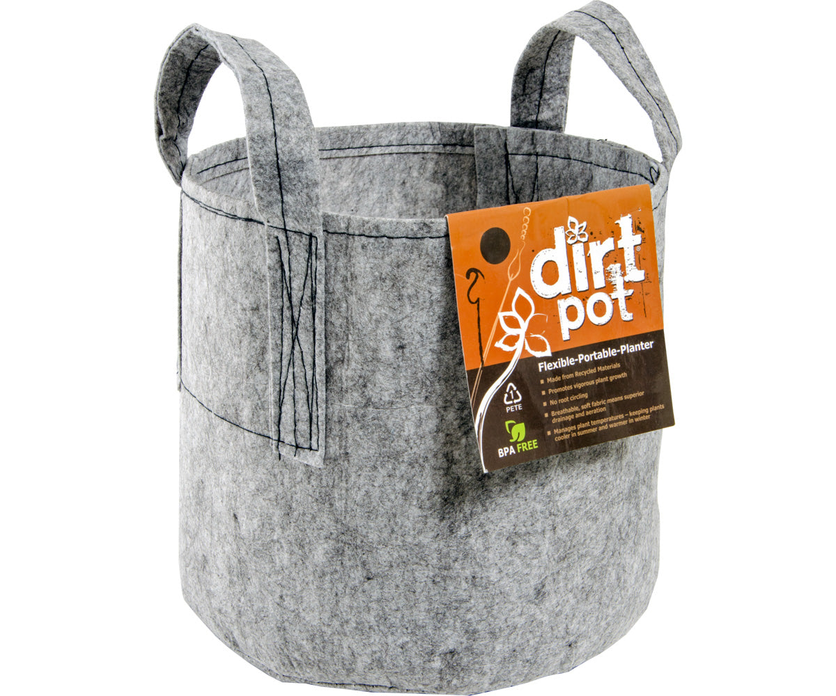 Dirt Pot Flexible Portable Planter, Grey (with handles) - Dirt Pot Flexible Portable Planter, Grey, 20 gal, with handles