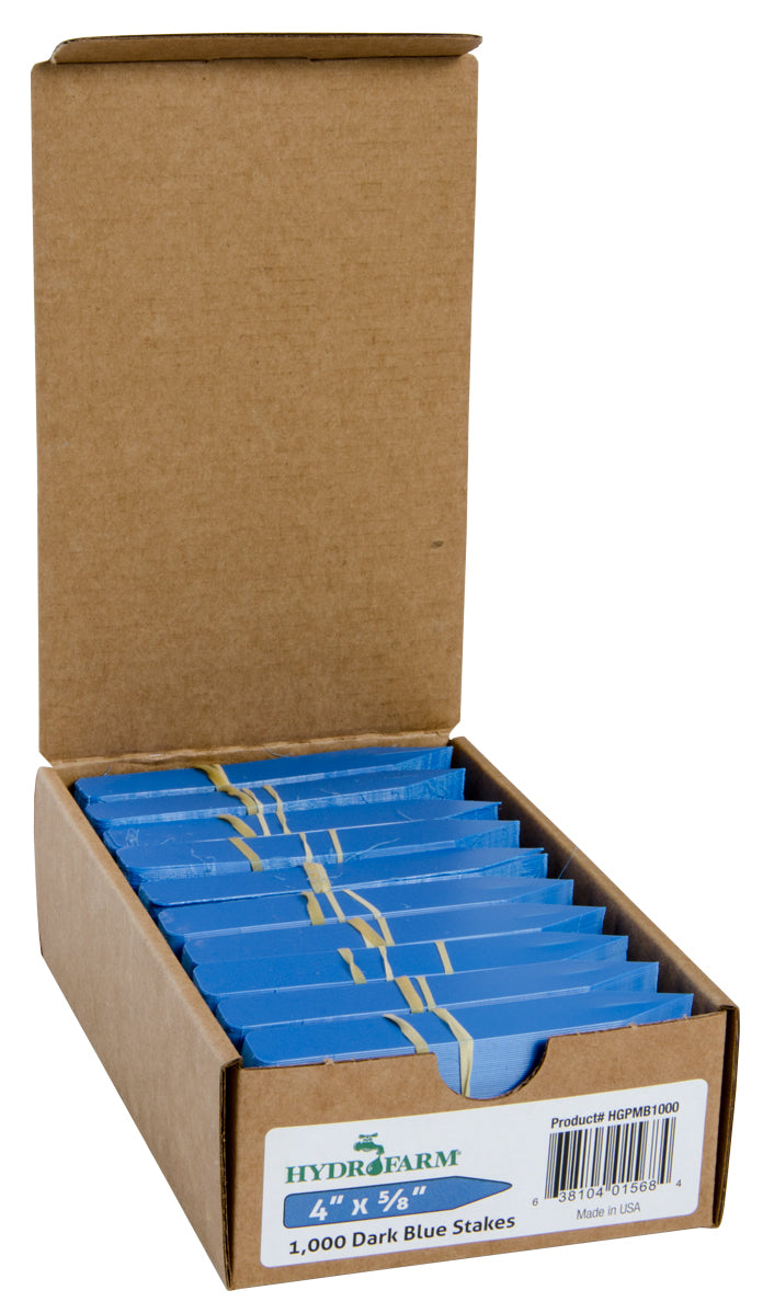 Plant Stake Labels - Hydrofarm Plant Stake Labels, Blue, 4" x 5/8", case of 1000