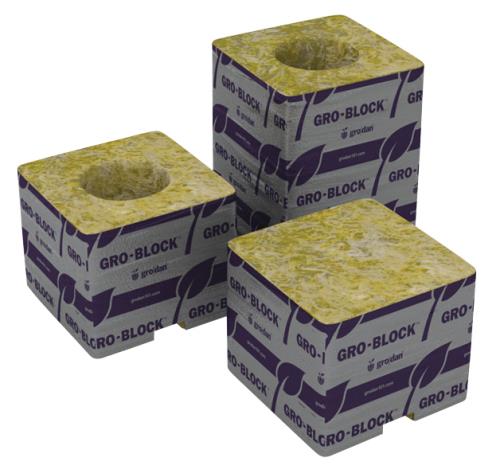 Grodan® Stonewool Delta Gro-Blocks & Big Mama - Grodan Delta 5.6 - 3 in Block 3 in x 3 in x 4 in w/ Hole (32/Cs)