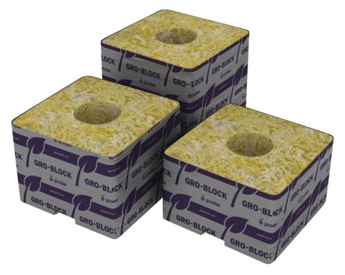 Grodan® Stonewool Delta Gro-Blocks & Big Mama - Grodan Delta 8 - 4 in Block 4 in x 4 in x 3 in w/ Hole (30/Cs)