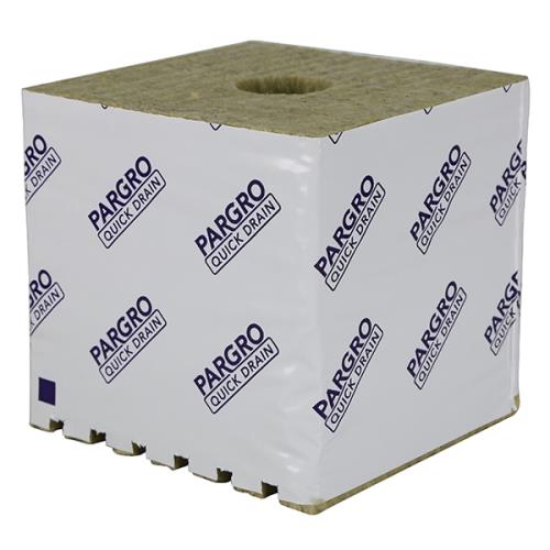 Grodan® Pargro Quick Drain Stonewool - Grodan Pargro QD Biggie Block 6 in x 6 in x 6in w/ Hole (64CT)