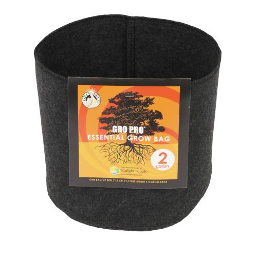 Gro Pro® Essential Round Fabric Pots - Black - Gro Pro Essential Round Fabric Pot - Black 2 Gallon (120/Cs)
