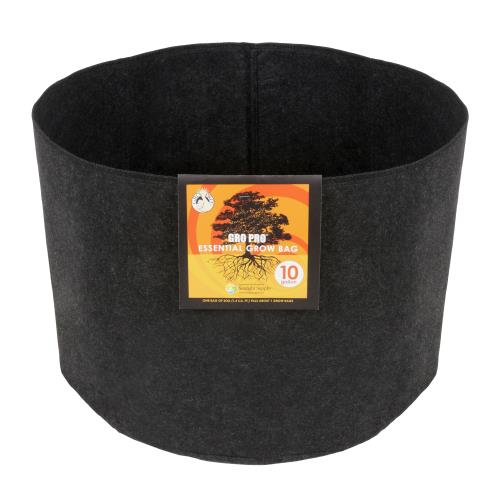 Gro Pro® Essential Round Fabric Pots - Black - Gro Pro Essential Round Fabric Pot - Black 10 Gallon (60/Cs)