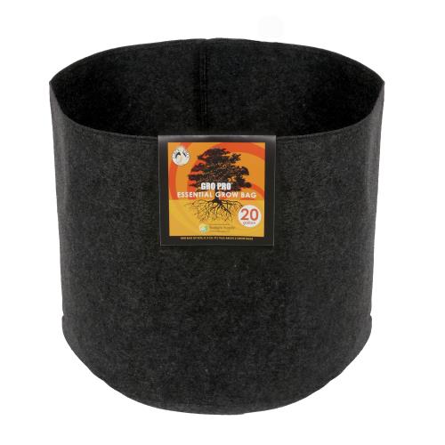 Gro Pro® Essential Round Fabric Pots - Black - Gro Pro Essential Round Fabric Pot - Black 20 Gallon (42/Cs)