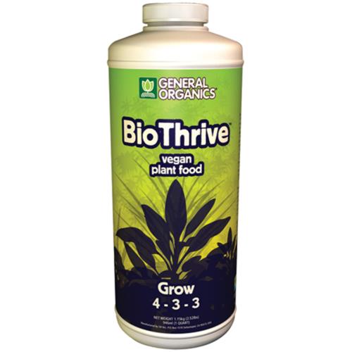 General Hydroponics® BioThrive® Grow 4 - 3 - 3 - GH General Organics BioThrive Grow Quart (12/Cs)
