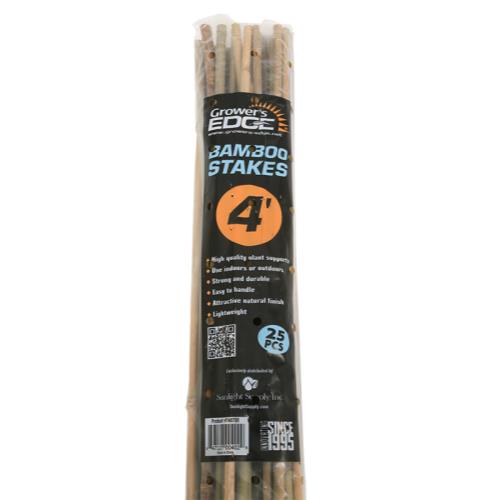 Grower's Edge® Natural Bamboo Stakes - Grower's Edge Natural Bamboo 4 ft - 25/Bag (20 Bags/Bundle)