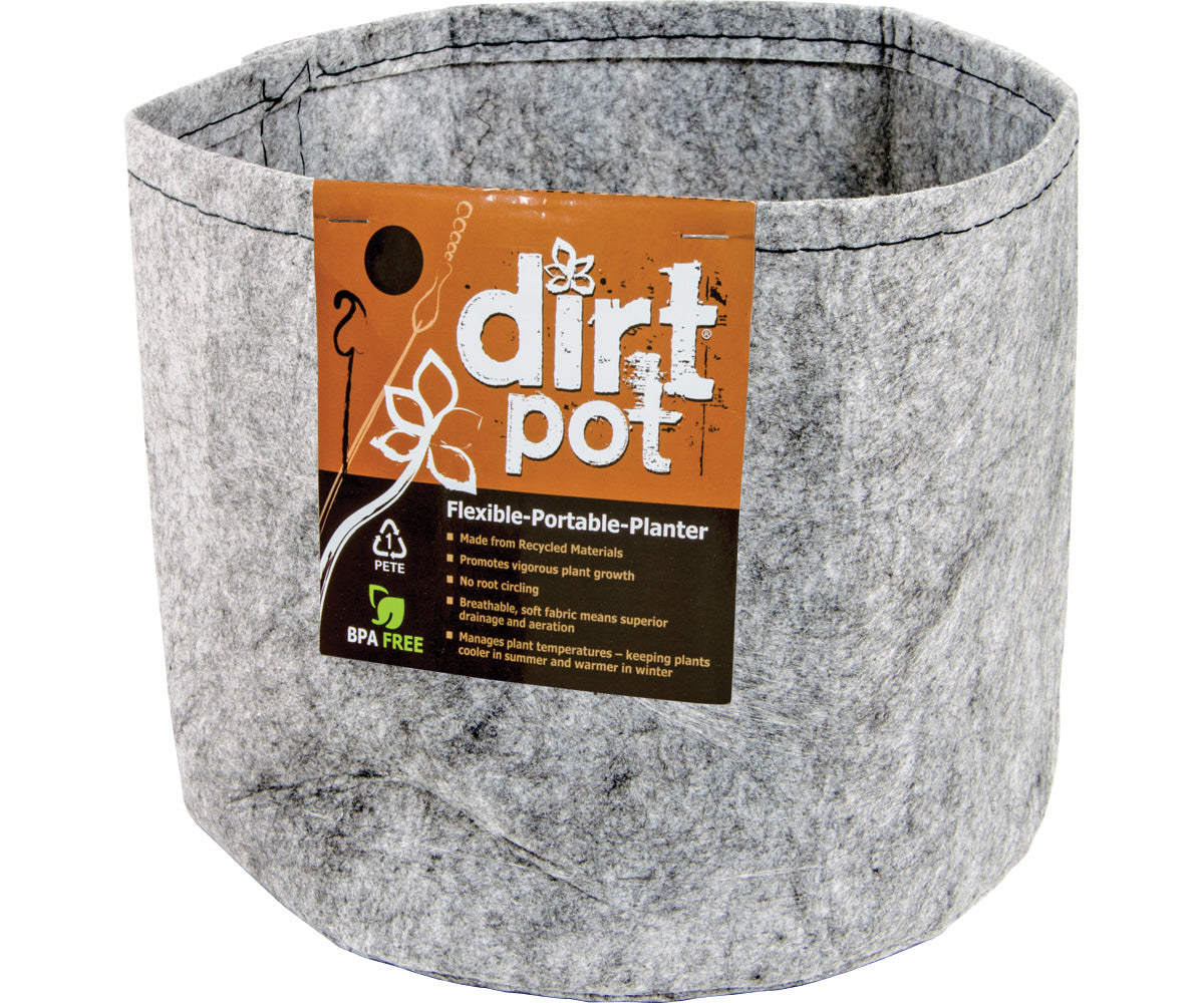 Dirt Pot Flexible Portable Planter, Grey (no handles) - Dirt Pot Flexible Portable Planter, Grey, 3 gallon, no handles