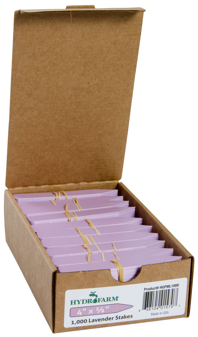 Plant Stake Labels - Hydrofarm Plant Stake Labels, Lavender, 4" x 5/8", case of 1000