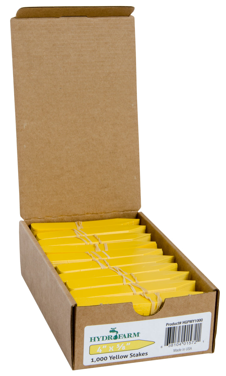 Plant Stake Labels - Hydrofarm Plant Stake Labels, Yellow, 4" x 5/8", case of 1000