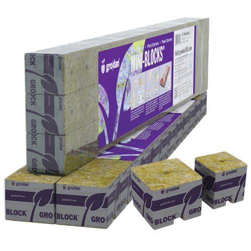 Grodan® Stonewool Delta Starter Mini-Blocks - Grodan 1.5 in Starter Mini-Blocks MM40/40 1.5 in x 1.5 in x 1.5 in (3 Strips of 15 or 45 ct) (50/Cs)
